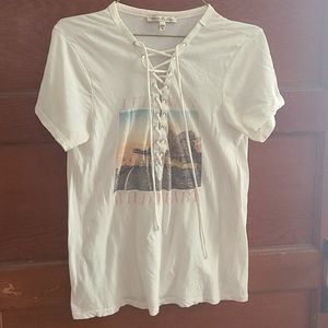 Express lace up desert graphic tee